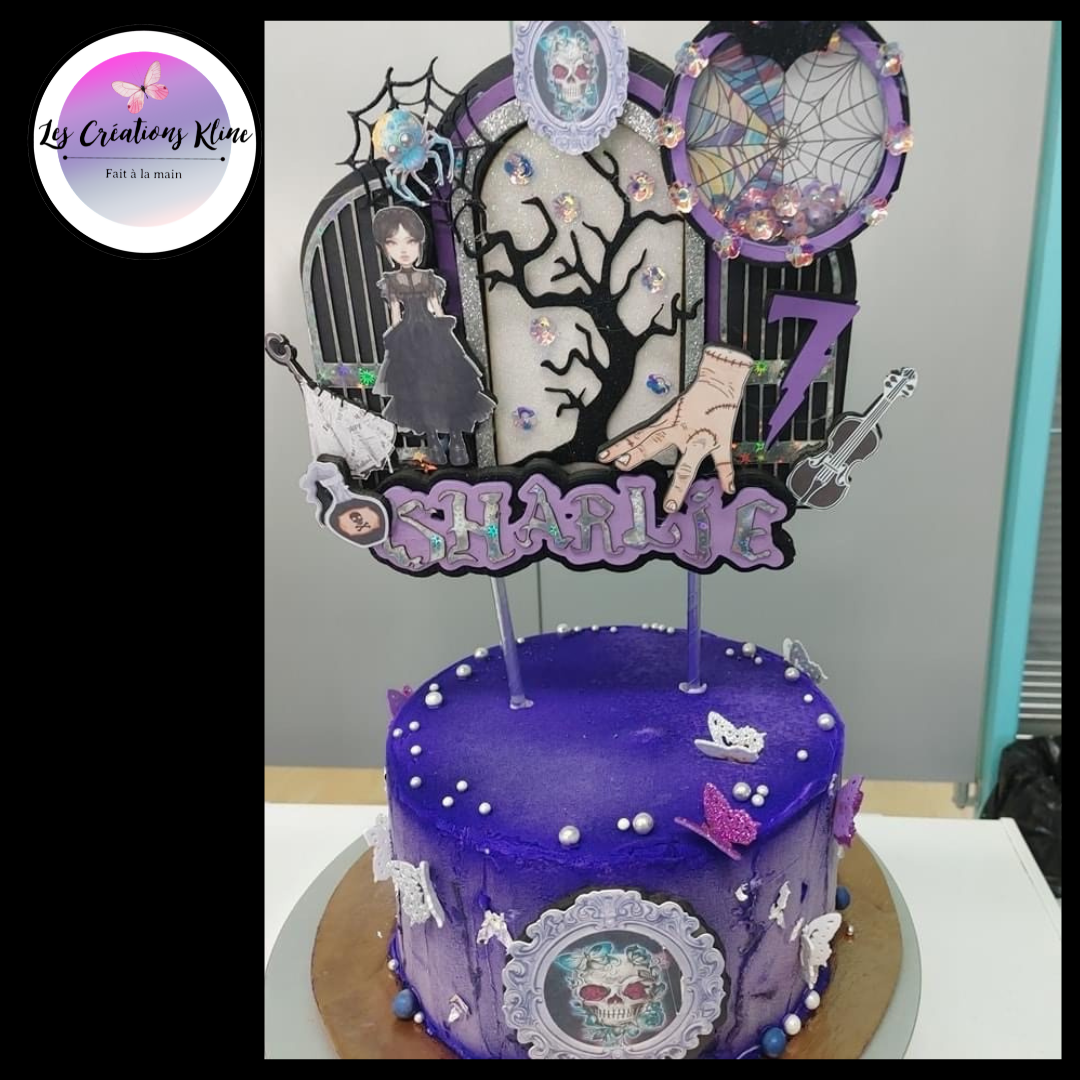 1 décoration de gâteau d'anniversaire Mercredi Addams avec
